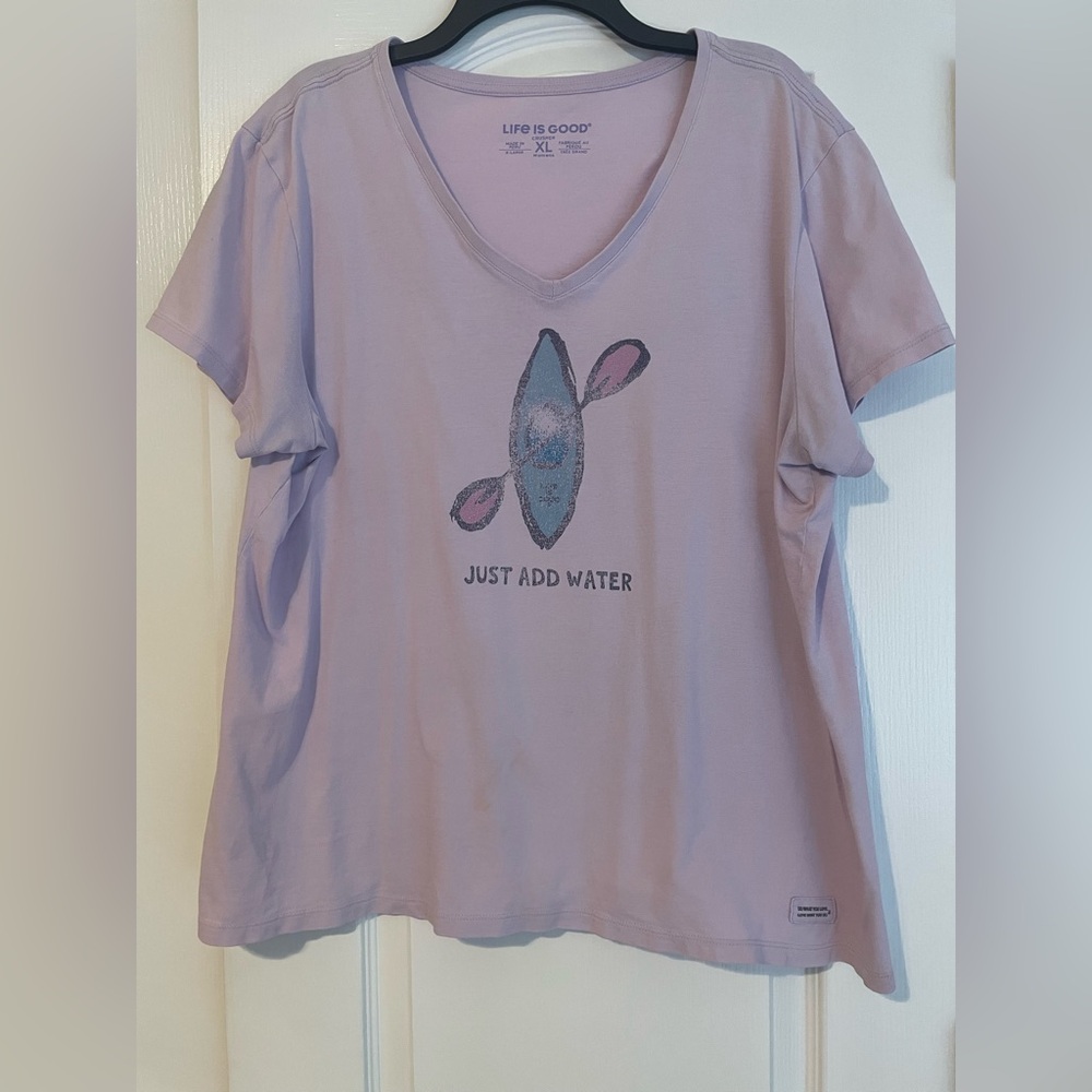 Life Is Good Lavender 'Just Add Water' Kayak V-neck Crusher T-Shirt